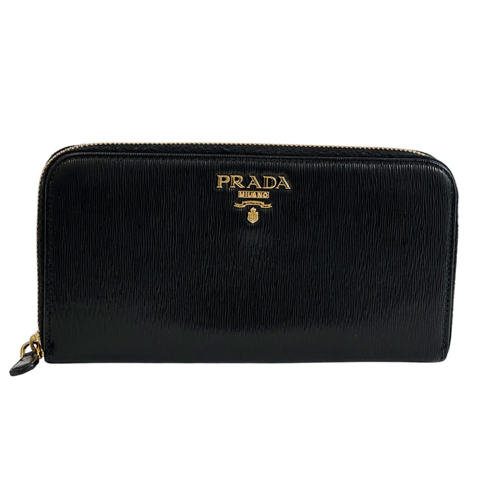 Prada wallet for women and men, brand name, long wallet, leather, black, chic...